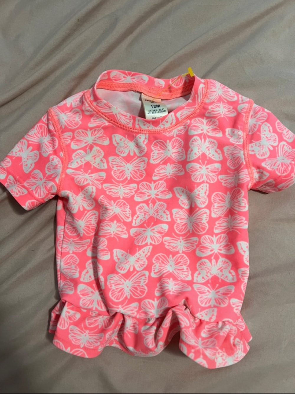 OshKosh Infant Pink Butterfly Ruffle Swim Top 12 months